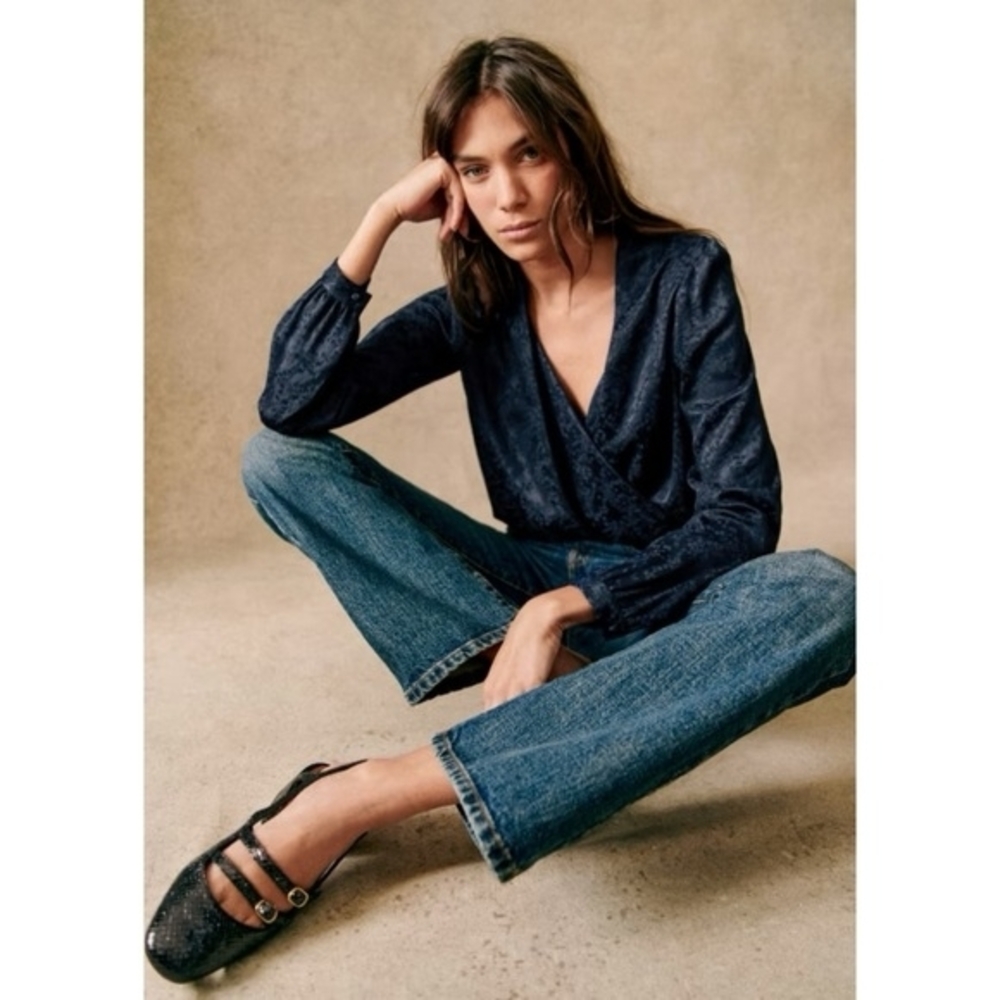 Sezane Abélia Blouse Navy - Size 2
